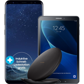 Samsung Galaxy S8 + Tab A 10.1 LTE + Wireless Charger für 1€ + Magenta Mobil M  mit 3GB LTE für 53,74€ mtl.