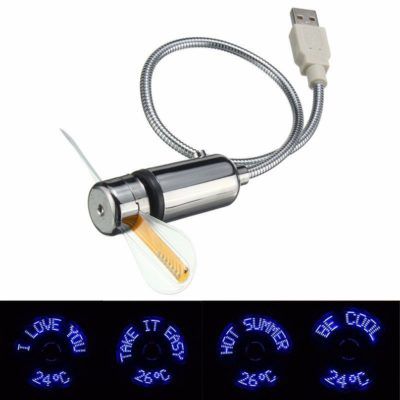 USB Ventilator mit LED Schrift und Temperaturanzeige für 6,34€