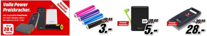 Media Markt: Powerbank Preiskracher   z. B. REALPOWER PB 260 Alu Powerbank 2600 mAh für 4€