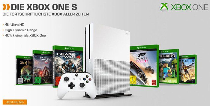 Xbox One S 500GB + 2. Controller inkl. 7 Spiele für 283,99€ (statt 354€)