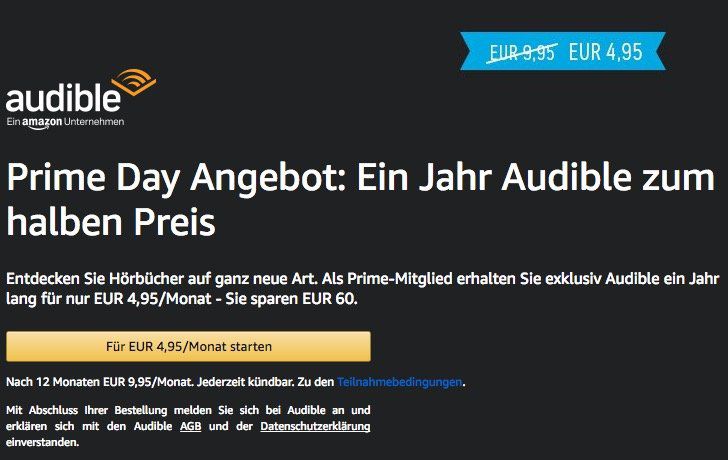 1 Jahr Audible Hörbücher für nur 59,40€ (statt 119,40€)   nur Prime Mitglieder!