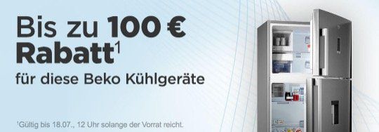 Beko Kühlgeräte mit bis zu 100€ Rabatt   z.B. Side by Side Kühlkombi nur 644€ (statt 724€)