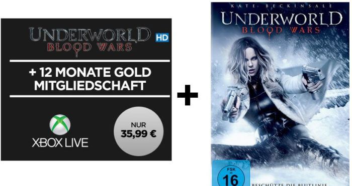 12 Monate Xbox Live Gold + Underworld Blood Wars HD Stream für 35,99€