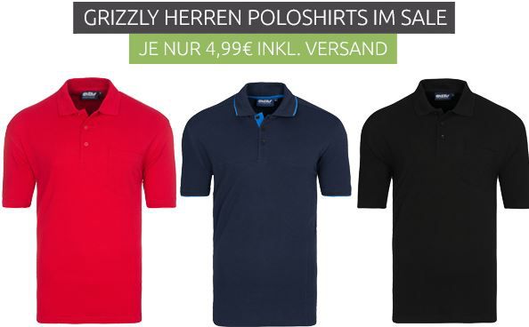 GRIZZLY Tucson Herren Polo Shirts für je nur 4,99€ (statt 20€)   nur Restgrößen!