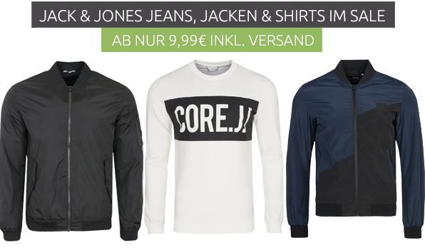 Jack & Jones Jeans, Jacken & Shirts im Sale ab 9,99€
