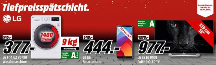 LG Tiefpreisspätschicht   günstige Waschmaschinen, Smartphones, Fernseher .....