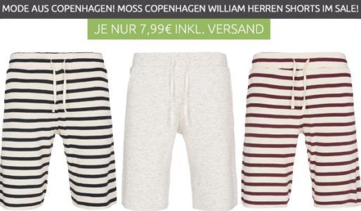 Moss Copenhagen William Stripe Herren Freizeit Shorts [S oder M] für je 1,99€ (statt 19€)