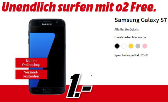 Samsung Galaxy S7 inkl. 15GB o2 Free LTE Allnet für nur 31,28€/Monat