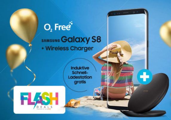 Samsung Galaxy S8 + gratis Ladestation + O2 AllNet Flat + 15GB LTE + endlos surfen mit 1Mbits  39,99€ mtl.   Sky Ticket für 6 Monate gratis dazu!