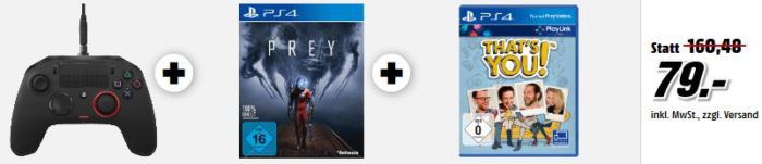 PS4 Slim 1TB mit Gratis: Call of Duty + Thats You! + Prey + Watch Dogs 1 + 2 statt 339€ für 255€ uam. im Media Markt Dienstag Sale