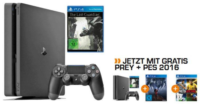 Playstation 4 Slim 1TB + The Last Guardian + PES 2016 DOE + Prey für 224,10€