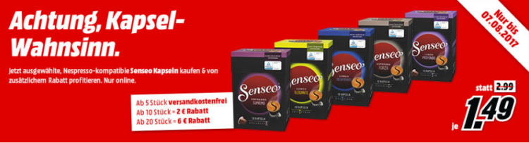 Media Markt: Nespresso Kapselwahnsinn mit bis zu 6€ Rabatt