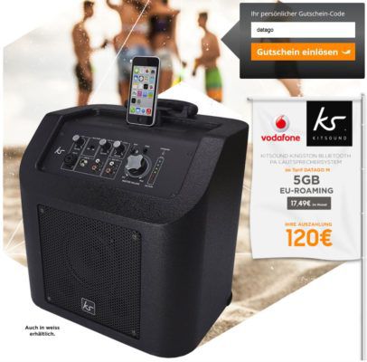 Vodafone Data Go M 5GB Flat bis 500 Mbit/s inkl. EU roaming + KitSound Kingston Bluetooth Lautsprecher ab 12,49€ mtl.