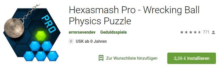 Hexasmash Pro   Wrecking Ball Physics Puzzle (Android) gratis (statt 3,39€)