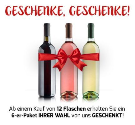 Weinvorteil: 6 Flaschen Wein ab 25,89€ + 6 Flaschen gratis