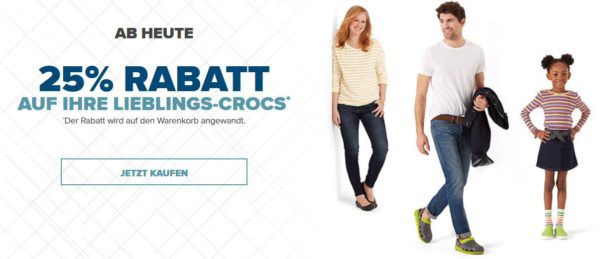 Crocs mit 25% Rabatt auf Sommer Favoriten