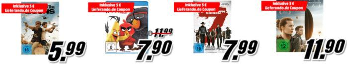 Media Markt: DVD & Blu ray Aktion ab 5,99€ + 5€ Lieferando Coupon
