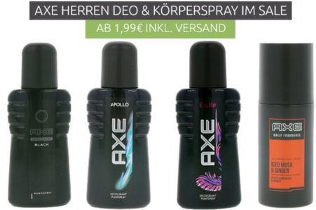 AXE Ausverkauf: Herren Deo und Körpersprays ab 1,99€ mit Versand