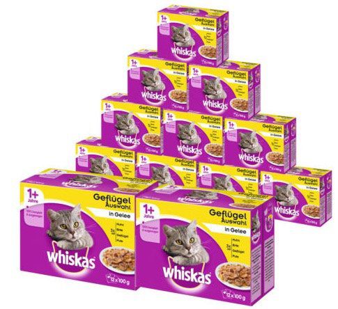 144er Pack Whiskas Katzenfutter in verschiedenen Sorten für 26,99€