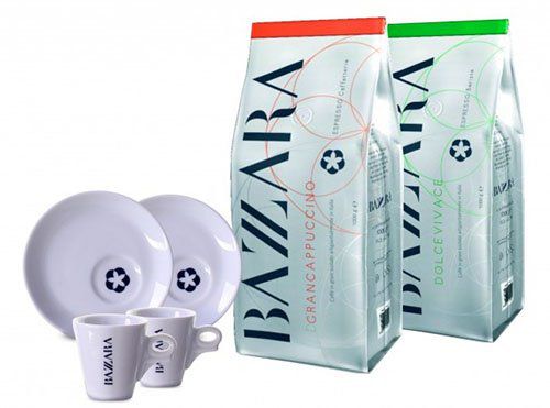 2kg Bazzara Kaffeebohnenpaket + 2 Tassen für 39,99€