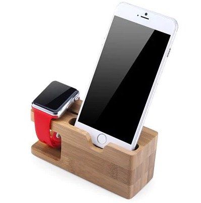 iPhone Dockingstation aus Bambus mit Apple Watch Halter für 6€