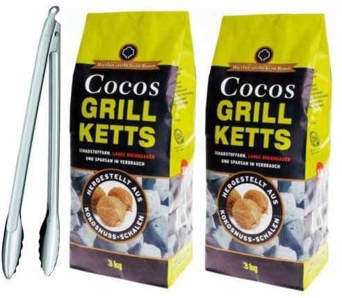 6kg Cocos Grill Ketts + Rösle Gourmetzange für 19,99€