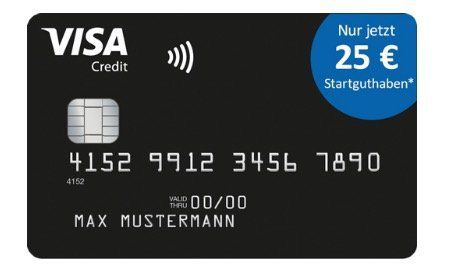 Tipp! Schwarze Visa Kreditkarte komplett beitragsfrei (ein Leben lang) und mit 25€ Startguthaben