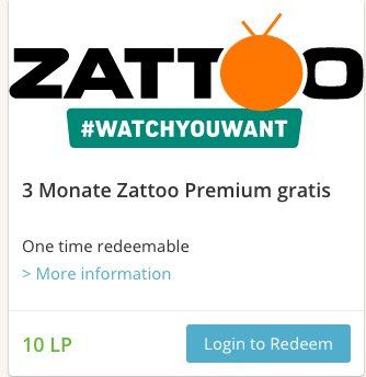 Vorbei! 3 Monate Zattoo HiQ gratis dank Lieferando Treuepunkte (10 LP)