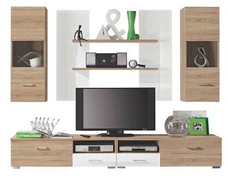 Carryhome Wohnwand mit 2 Hängeschränken, 2 Wandboards und einem TV Element für 128,99€