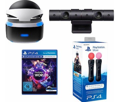 Playstation VR Brille + VR Worlds + PS4 Kamera + Move Twin Pack für 353,99,€ (statt 452€)