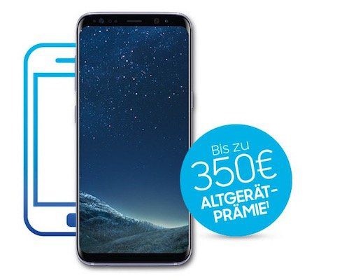 Samsung Galaxy S8 gratis + otelo Allnet Flat XL mit 8GB für 29,99€ mtl. + bis zu 350€ Altgerät Prämie