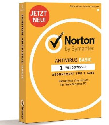 1 Jahr Symantec Norton Antivirus Basic (1 PC) für 9,99€ (statt 16€)