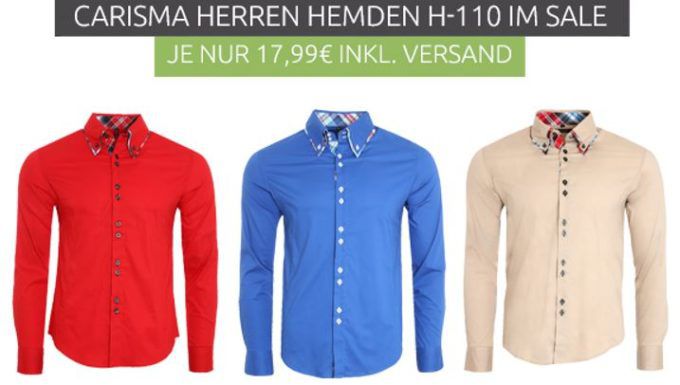 CARISMA Basic Herren Freizeit Hemden in 3 Farben für je 17,99€