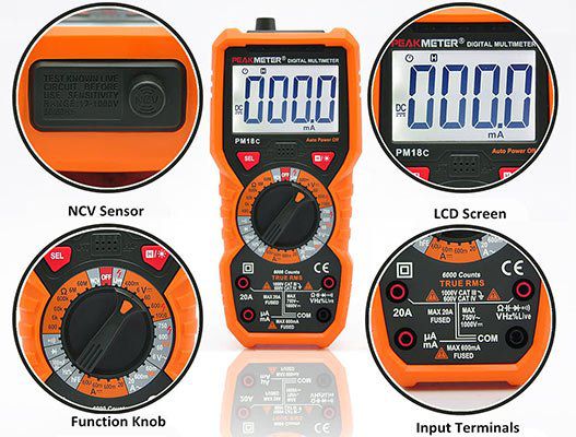 PM18C Digitales Messgerät für Stromspannung, Widerstand, Kapazitanz, Frequenz & Temperatur für 17,49€ (statt 25€)