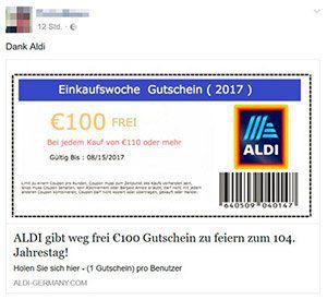 News: Der ALDI Gutschein ist ein Fake