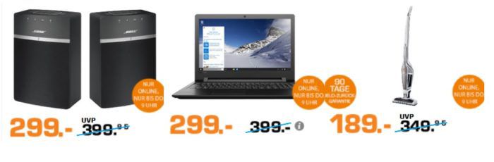 Saturn Late Night Shopping Übersicht   u.a.: Lenovo IdeaPad 110 15,6 Zoll Notebook für 229€