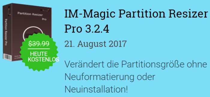 IM Magic Partition Resizer Pro 3 gratis statt 39,99€