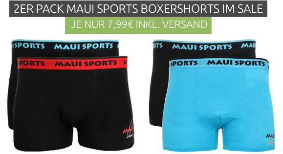 MAUI SPORTS Herren Boxershorts als 2er Pack statt 28€ für 7,99€
