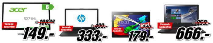 Media Markt GiGaGünstige Monitore und Notebooks   z.B. LENOVO IdeaPad Y700 Gaming Notebook 15.6 Zoll für 666€