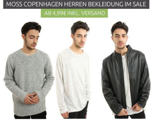 MOSS COPENHAGEN Herren Fashion Sale   Tank Tops ab 4,99€   Sweat Jacken für 14,99€