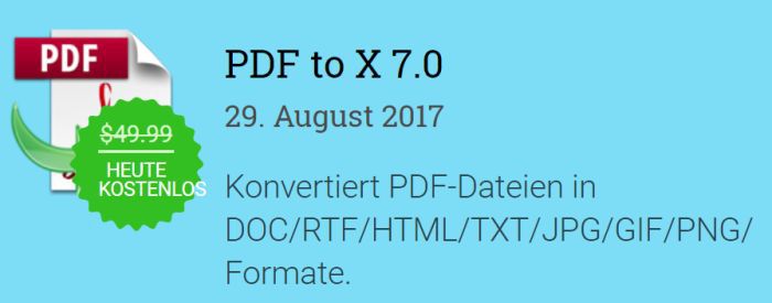 Nur für kurze Zeit: PDF to X Jahreslizenz kostenlos