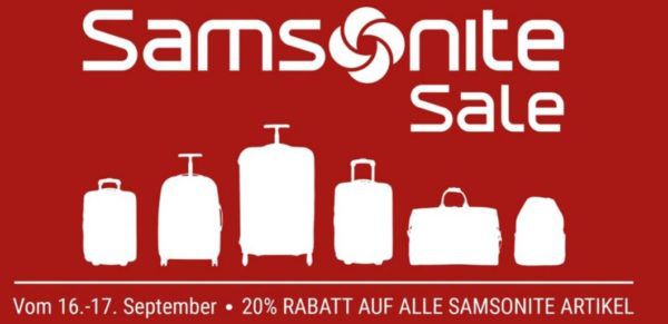 20% Rabatt aus Samsonite Koffer & Taschen + weitere 5% bei Vorkasse