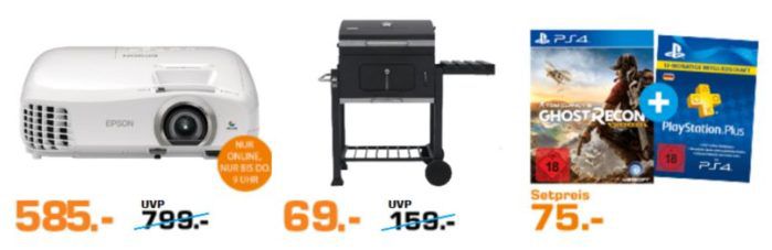 Saturn Late Night Shopping Übersicht   u.a.: Tepro Toronto Click Holzkohlegrill für nur 69€