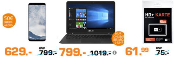 Saturn Super Sunday Deals: u.a. Asus UX360UAK C4221T Convertible statt 995€ für 799€