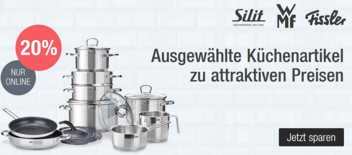 Galeria Kaufhof: 20% Rabatt auf WMF, Silit und Fissler bis Mitternacht