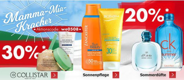 Karstadt Mamma Mia Kracher mit z.B. 20% auf Sommerdüfte   bis zu 50% auf Kaffeevollautomaten