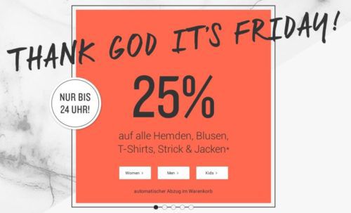 Tom Tailor Afterwork: 25% extra Rabatt auf T Shirts, Hemden, Blusen, Strick & Jacken bis Mitternacht