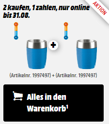 EMSA 514515 Travelcup Thermobecher im Doppelpack für 9€ (statt 16€)