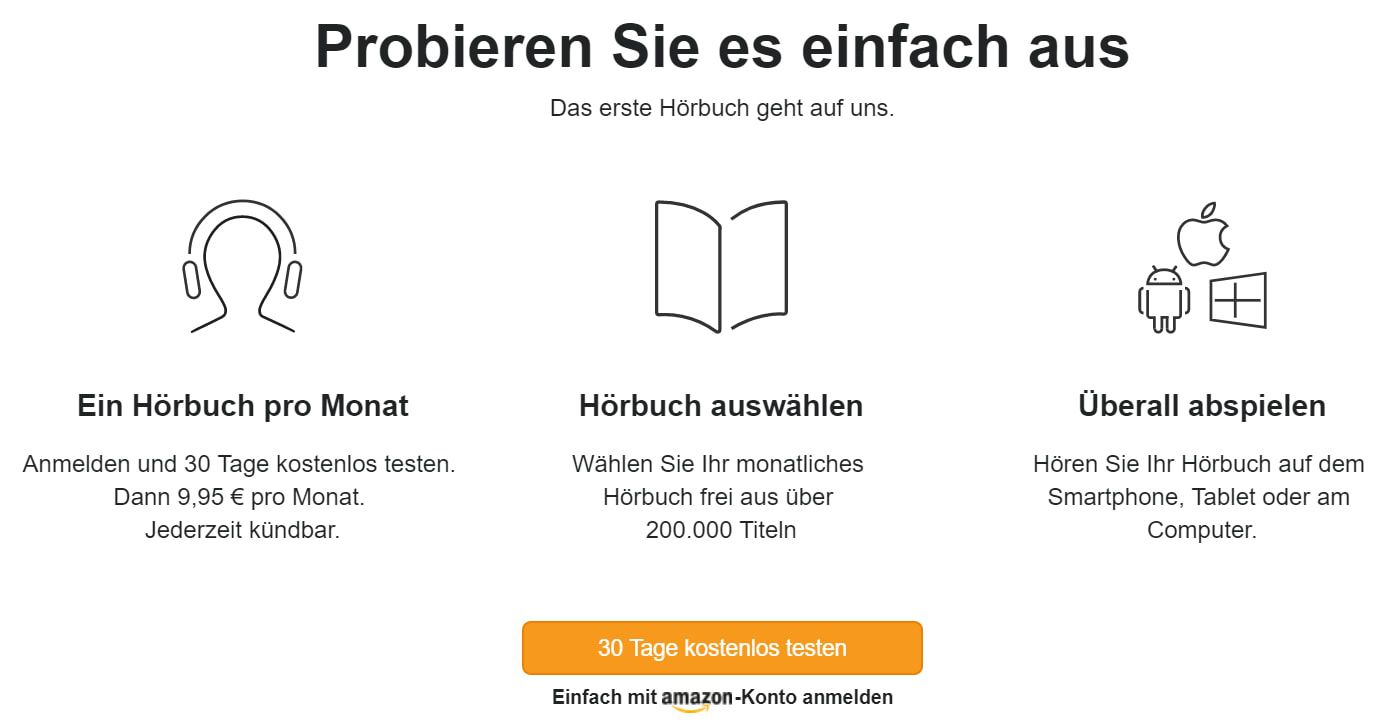 Screenshot Probemonat Audible