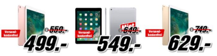 Media Markt Apple iPad Pro Sale   z.B. APPLE iPad Pro WiFi 32GB 9.7 Zoll statt 548€ für 499€